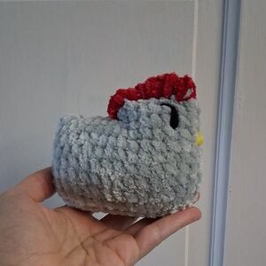 Plush Chicken Toy  - Gray and Red